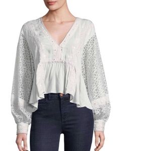 Free People Boogie All Night Embellished Lace Top! Euc